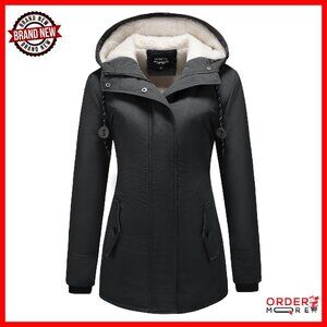 Thick Fleece Lined Winter Parka Hooded Jacket Plus Size Warm Coat